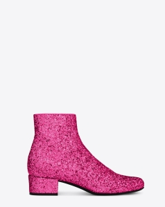 REAL THANG : the Saint Laurent 40 central glitter babies boot $ 1,145  \\ http://www.ysl.com/ca/shop-product/women/shoes-babies-pump-babies-40-central-cut-bootie-in-pink-metallic-glitter-fabric_cod44696187fj.html