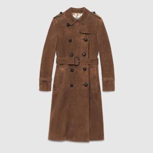 Real Thang: Gucci Suede Belted Trench Coat $5,915  http://www.gucci.com/ca/en/pr/women/womens-ready-to-wear/womens-coats/suede-belted-trench-coat-p-411126XC2482471?position=6&listName=ProductGridWComponent&categoryPath=Women/Womens-Ready-to-Wear/Womens-Coats